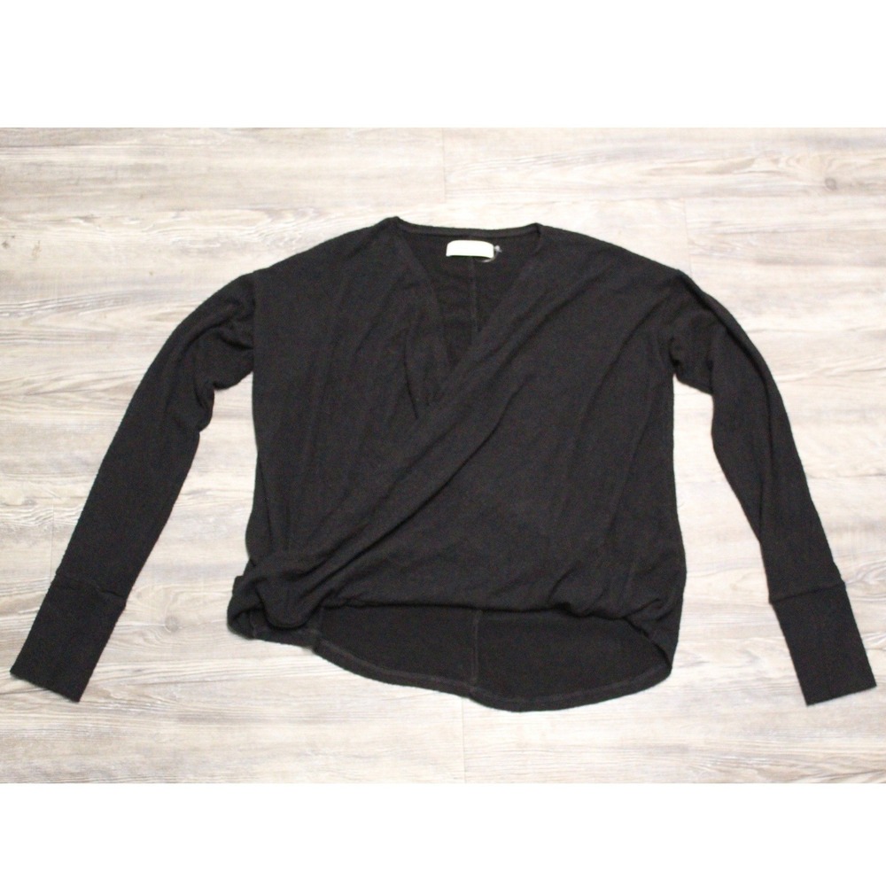 Abercrombie & Fitch Womens Black Wrap Front Surplice Long Sleeve Top Size M